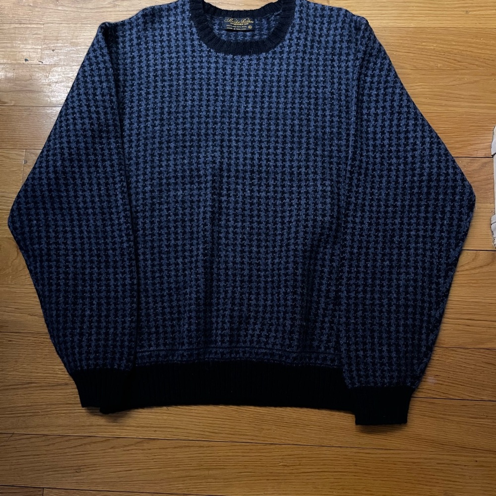 Vintage Brooks Brothers Blue Houndstooth Sweater-Size XL